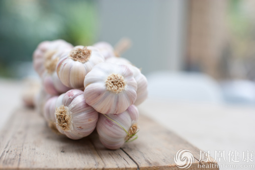 Close up of purple garlic