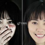 女大学生拍”家暴”对比图: 丑陋与无助